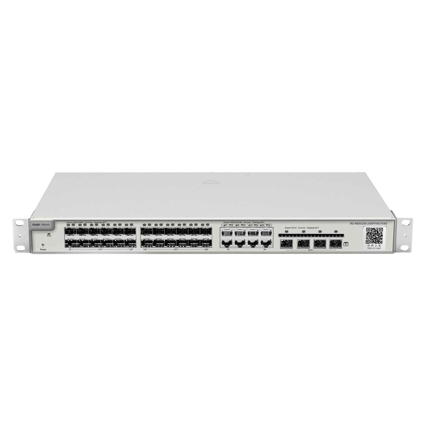 RG-NBS5200-24SFP-8GT4XS, L3 10G Cloud Managed Switch - 4xSFP+ 24xSFP 8xComboGT | L3 | 10G